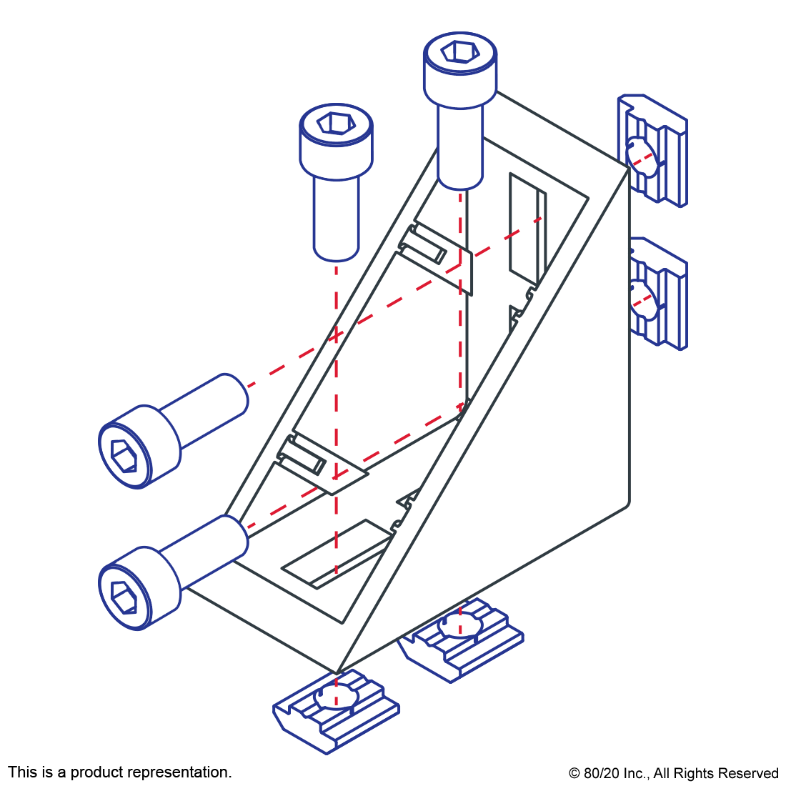 40 SERIES 4 HOLE - INSIDE CORNER BRACKET WITH DUAL SUPPORT