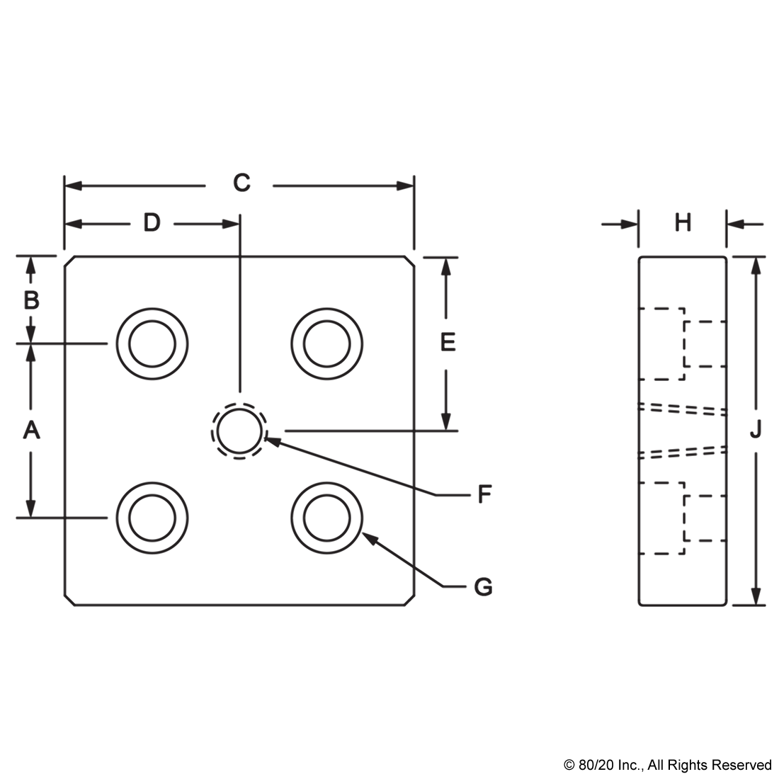 15 SERIES 5-HOLE SQUARE PRESSURE MANIFOLD FEED PLATE