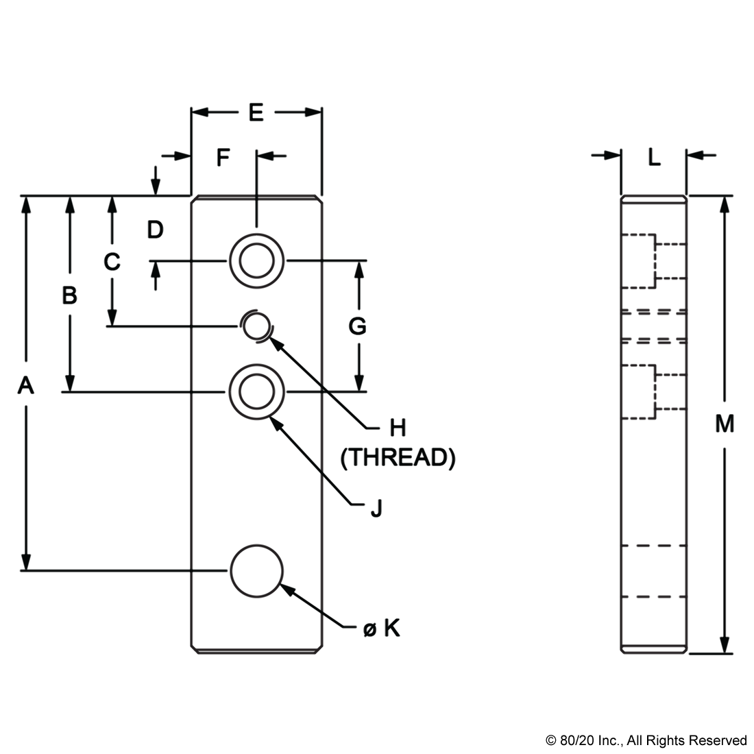 10 SERIES 4 HOLE - LEVELING ANCHORING BASE PLATE: 1/4-20 TAP