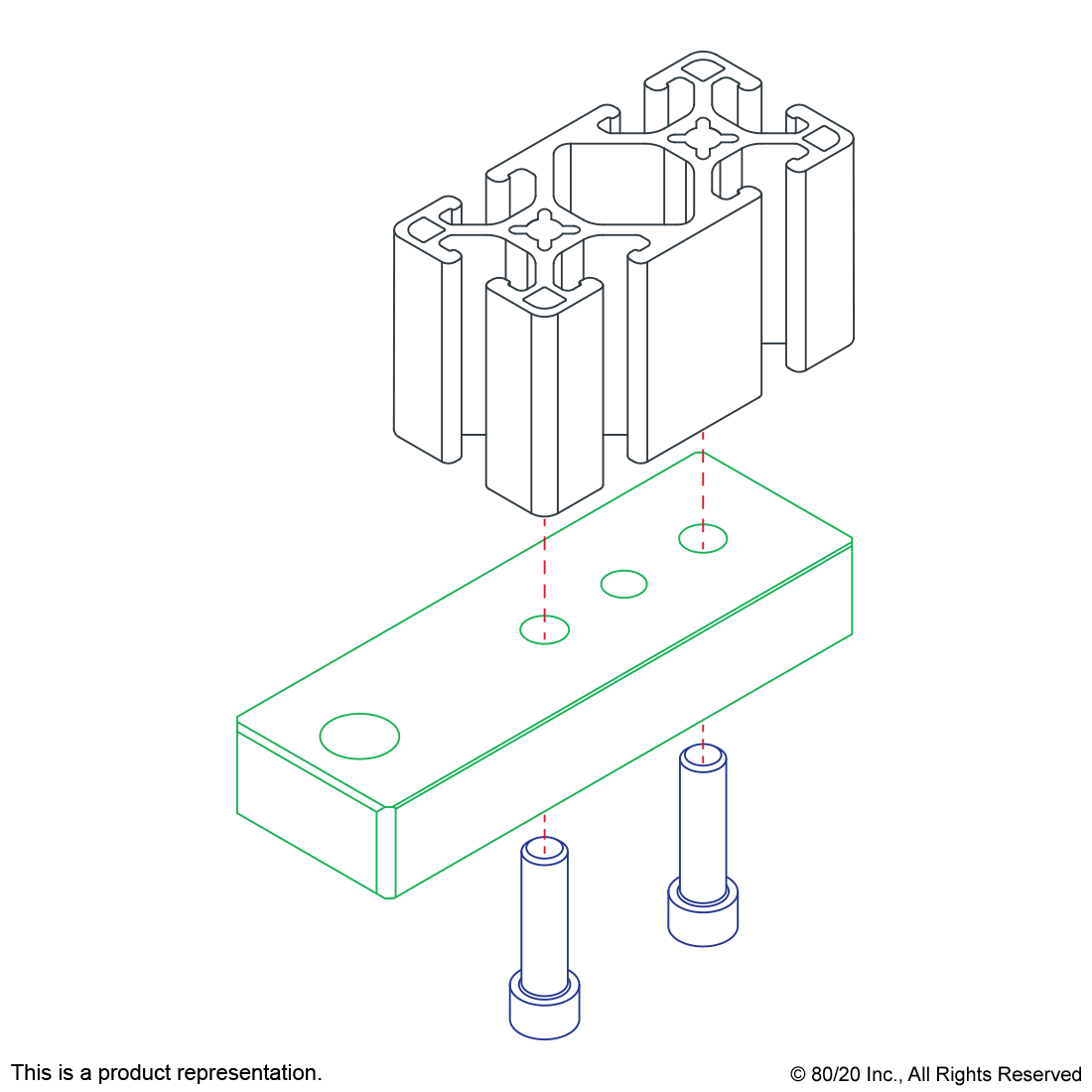 10 SERIES 4 HOLE - LEVELING ANCHORING BASE PLATE: 1/4-20 TAP