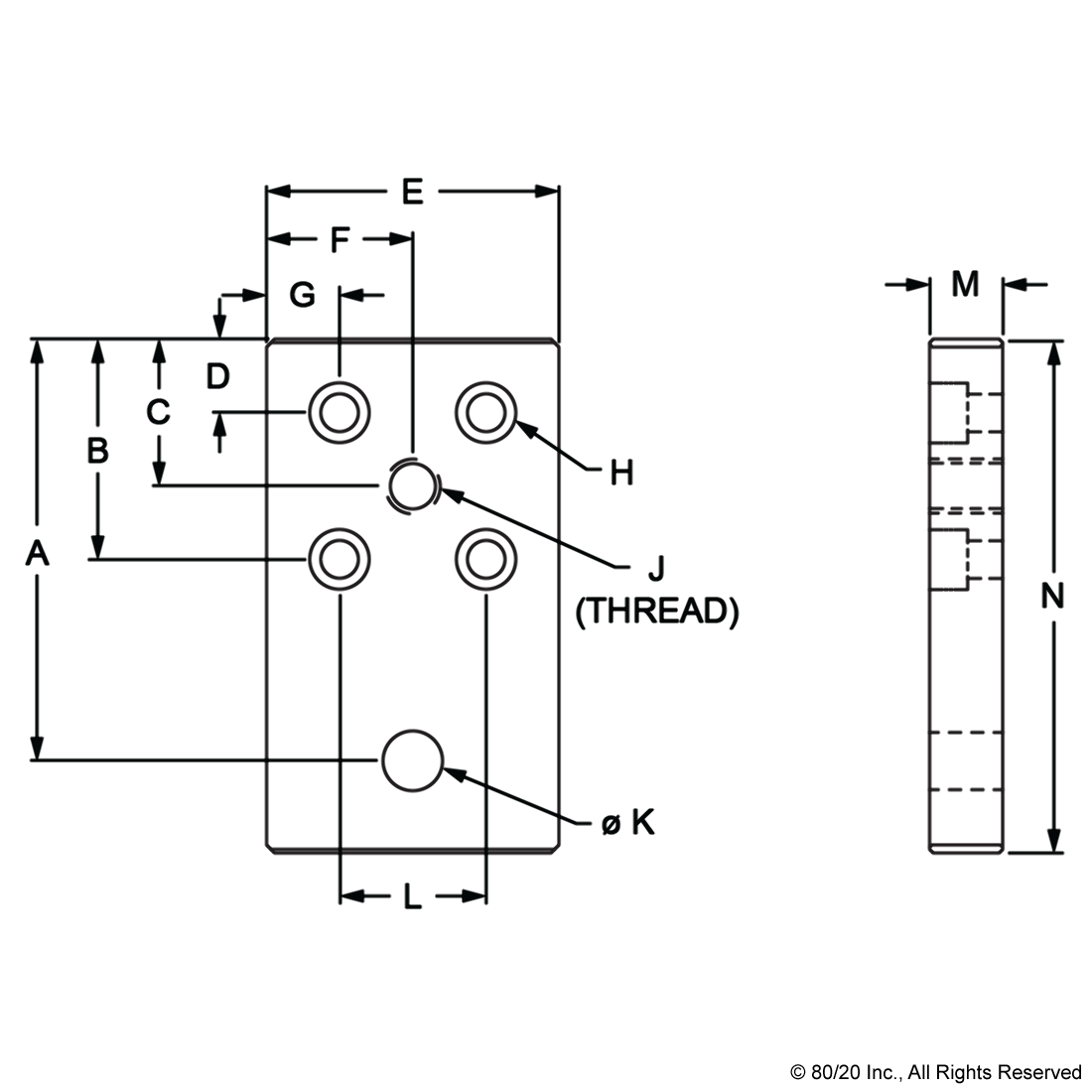 10 SERIES 6 HOLE - LEVELING ANCHORING BASE PLATE WITH 1/2-13 TAP