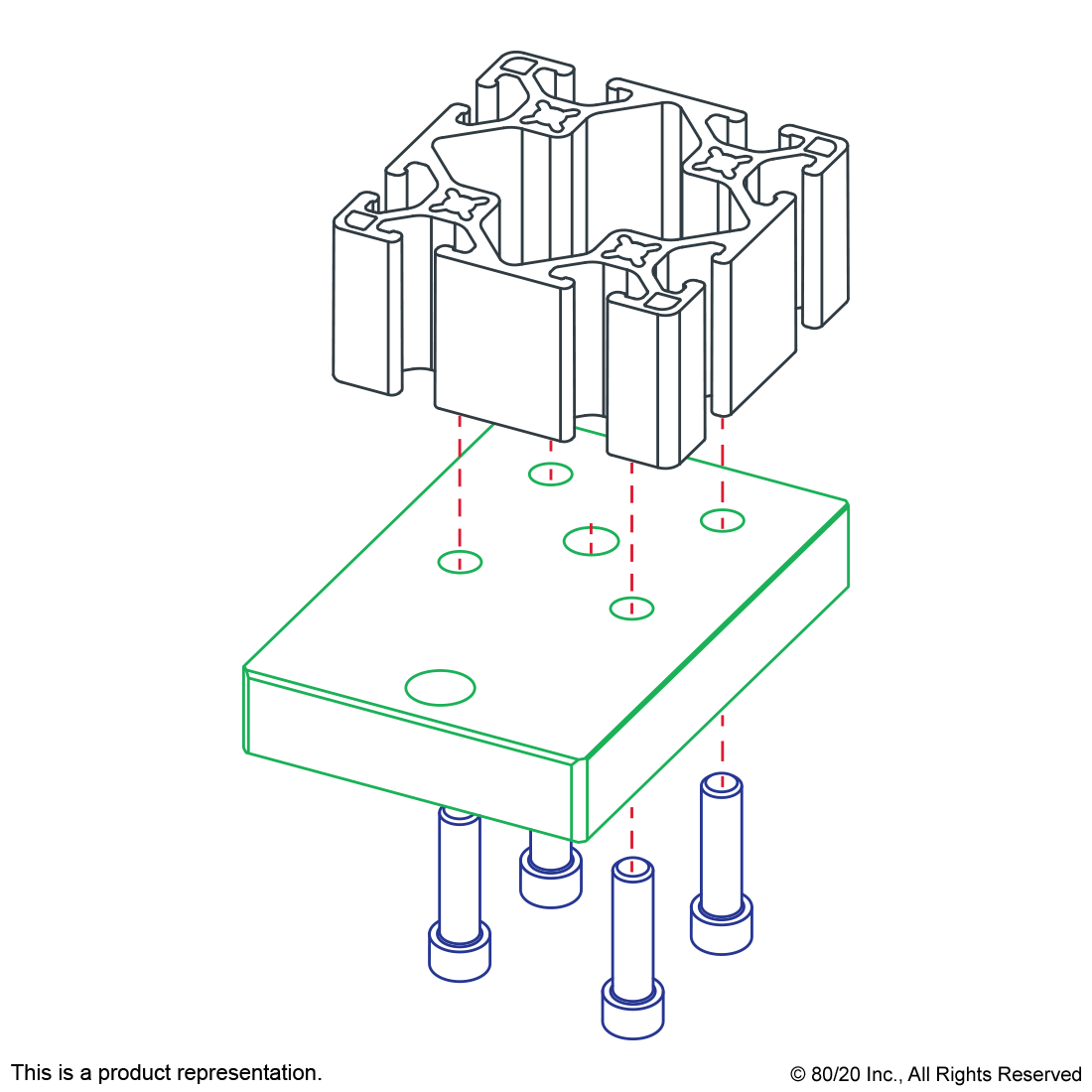 10 SERIES 6 HOLE - LEVELING ANCHORING BASE PLATE WITH 1/2-13 TAP