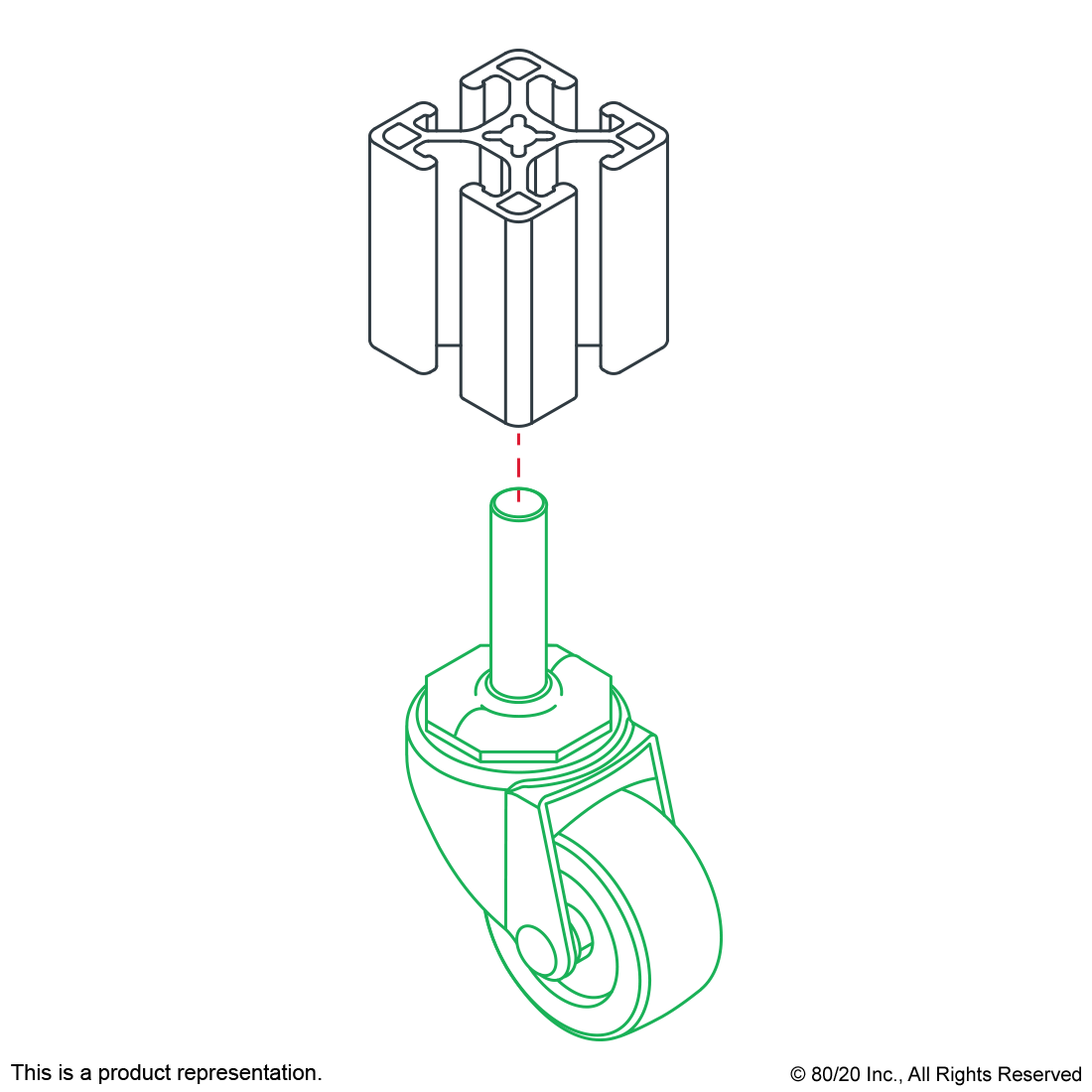 THREADED STEM SWIVEL CASTER: 3/8-16 X 1.5"