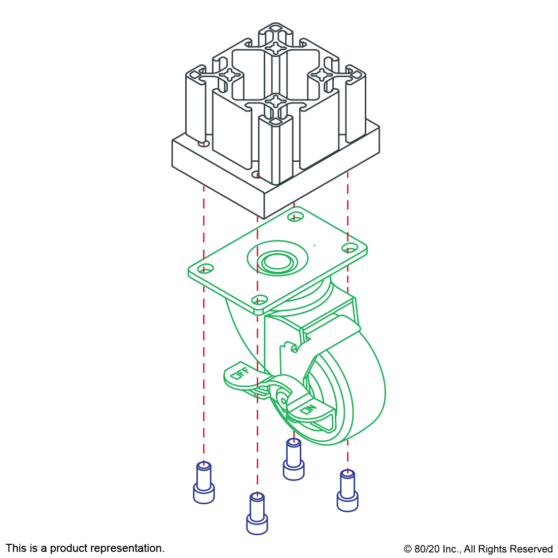 FLANGED MOUNT SWIVEL CASTER: 5.00"