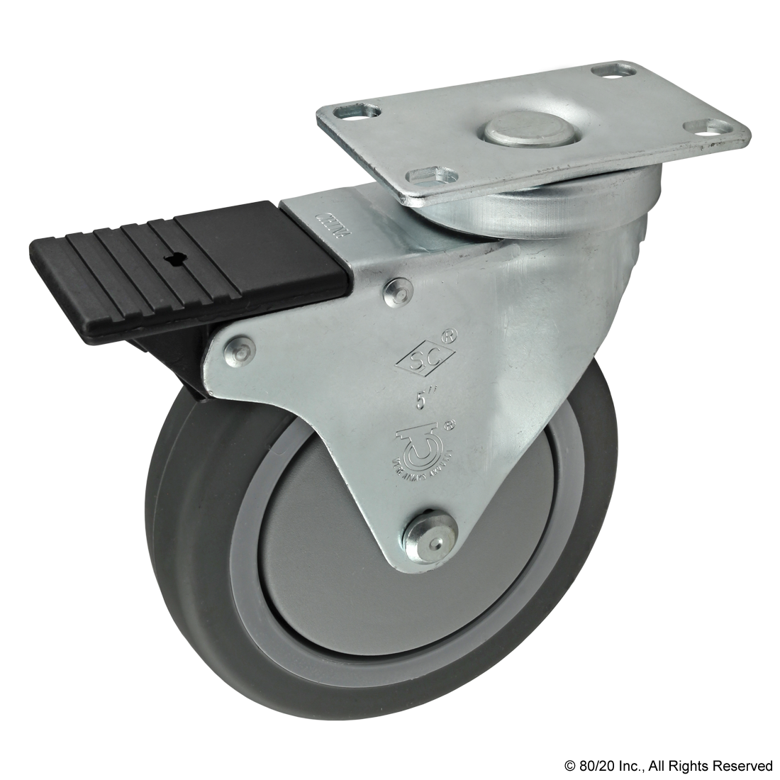 FLANGED MOUNT SWIVEL CASTER: 5.00"