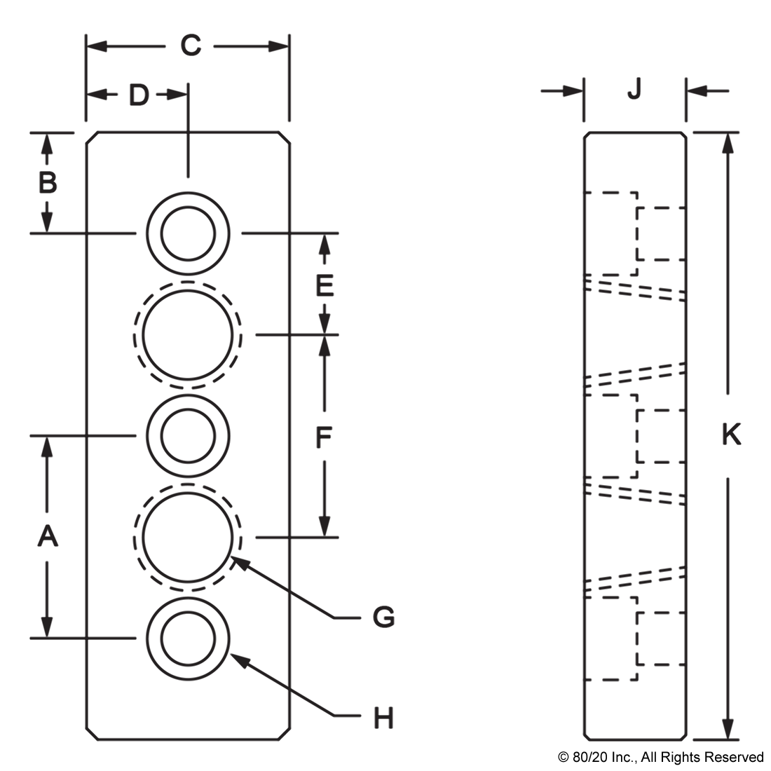 10 SERIES 5-HOLE RECTANGULAR PRESSURE MANIFOLD FEED PLATE