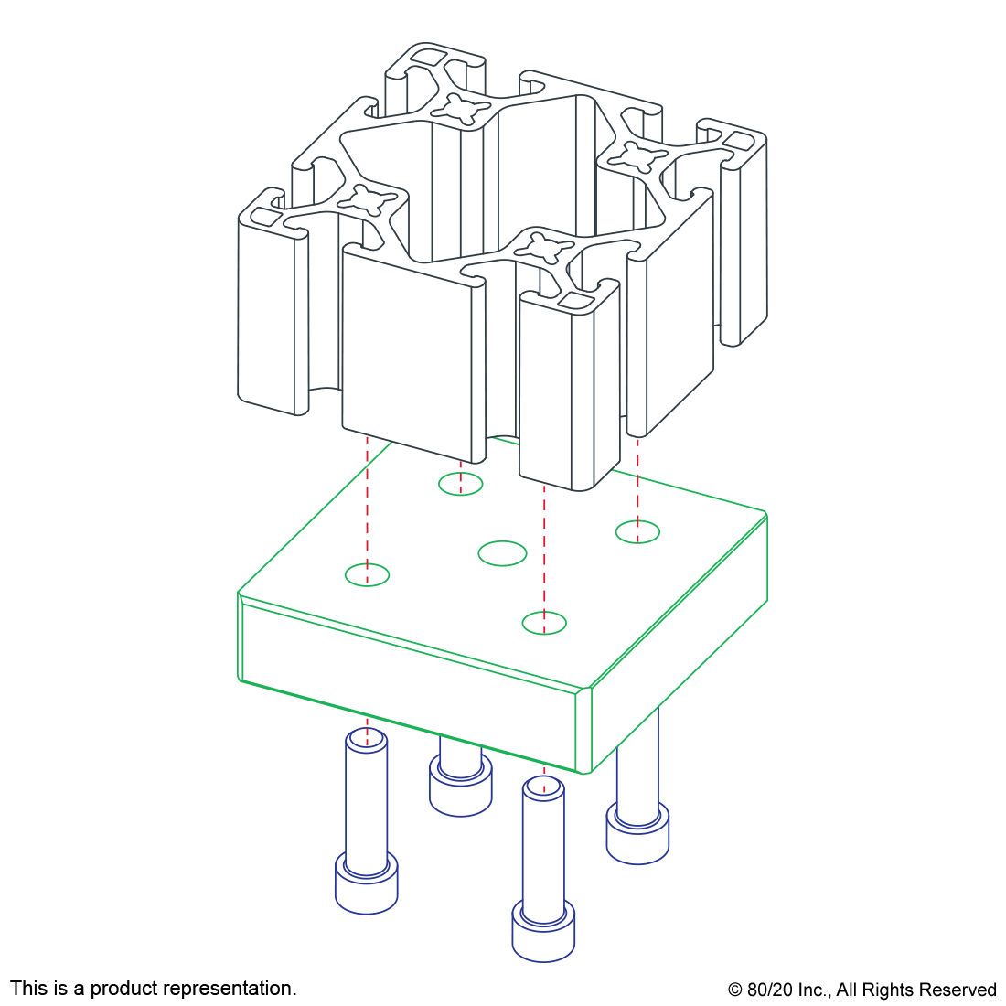 25 SERIES 5 HOLE - CENTER TAP BASE PLATE: 50MM X 50MM WITH M16 TAP