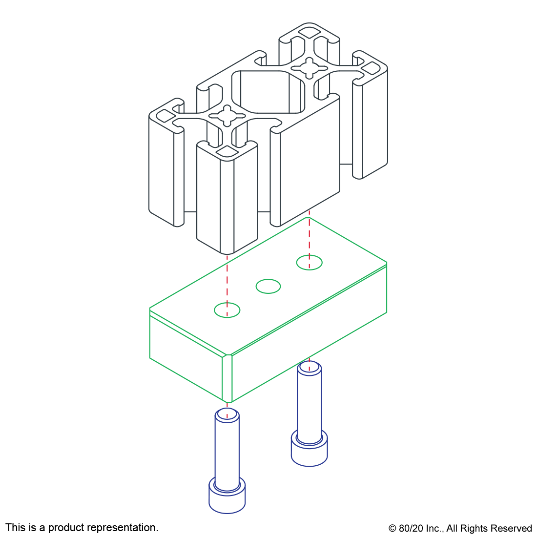 3 HOLE - CENTER TAP BASE PLATE - 25MM X 50MM BASE PLATE WITH M12 TAP IN CENTER