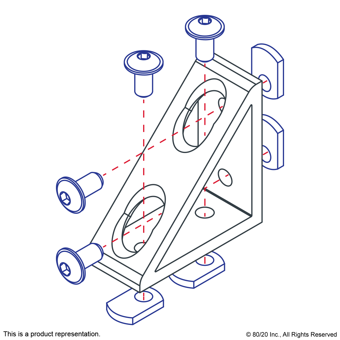 25 SERIES 4 HOLE - TALL GUSSETED INSIDE CORNER BRACKET