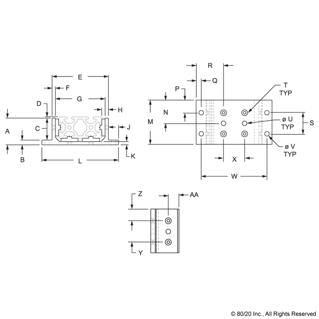 25 SERIES 4 SLOT MOUNT - DOUBLE FLANGE SHORT STANDARD LINEAR BEARING