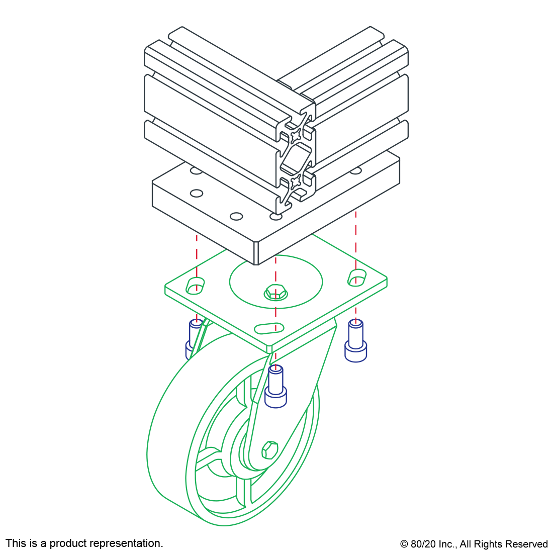 HEAVY-DUTY FLANGE MOUNT SWIVEL CASTER: 6.00"