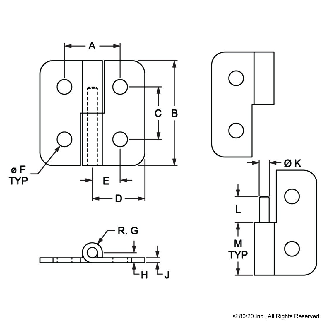 15 SERIES ECONOMY LIFT-OFF HINGE RIGHT HAND WITH SHORT PIN