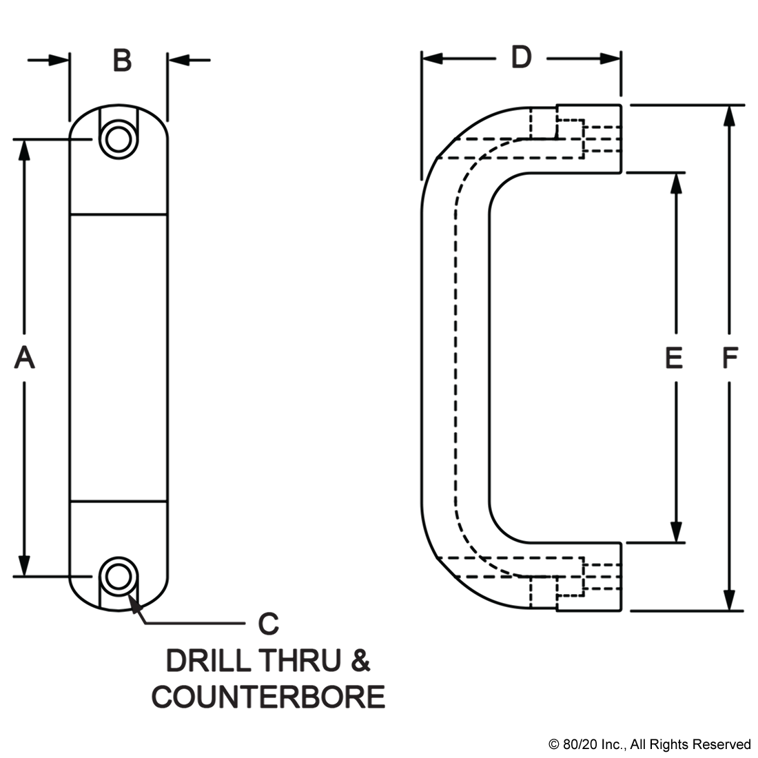 10 & 15 SERIES ALUMINUM DOOR HANDLE