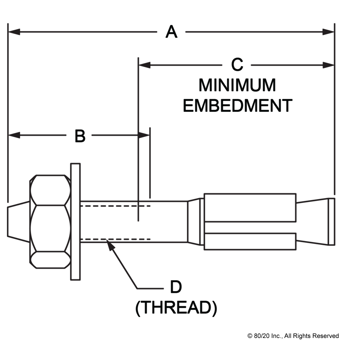 WEDGE FLOOR ANCHOR: 1/2-13 X 3.750"