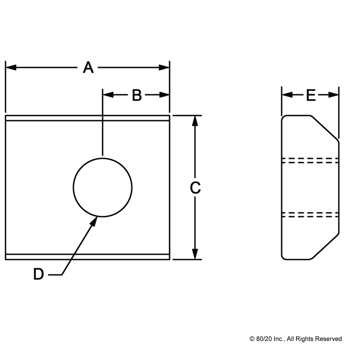 15 SERIES 1/4-20 STANDARD SLIDE-IN T-NUT
