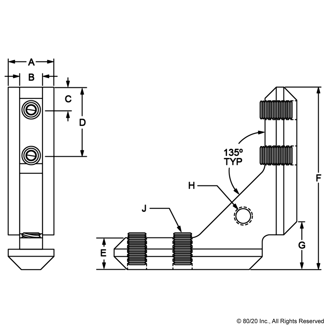 90 DEGREE INSIDE CORNER CONNECTOR
