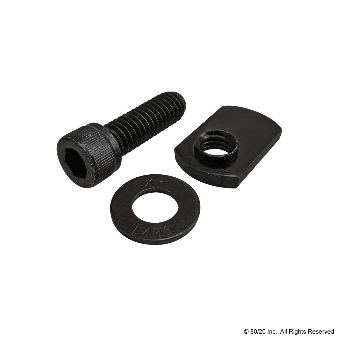 BOLT ASSEMBLY: 5/16-18 X 1.000" BLACK SHCS WITH WASHER AND SLIDE-IN ECONOMY T-NUT - OFFSET THREAD - BLACK ZINC