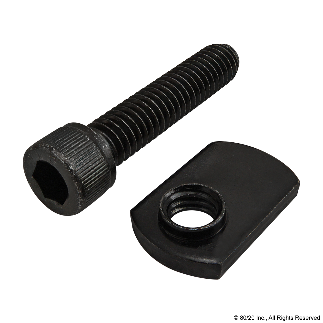 BOLT ASSEMBLY: 5/16-18 X 1.500" BLACK SHCS AND SLIDE-IN ECONOMY T-NUT - OFFSET THREAD - BLACK ZINC