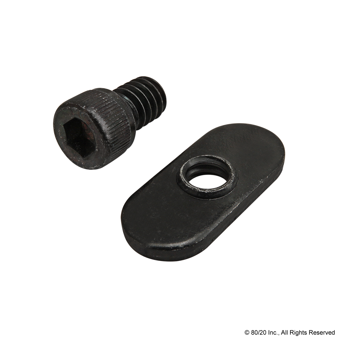 BOLT ASSEMBLY: 1/4-20 X .375" BLACK SHCS AND SLIDE-IN ECONOMY T-NUT - CENTERED THREAD - BLACK ZINC