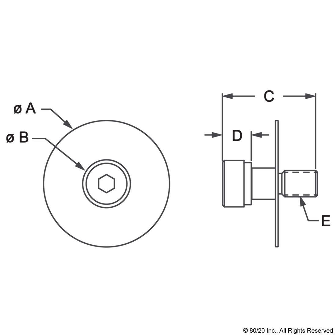 BOLT ASSEMBLY: (2) 3/8 X 3/8" STRIPPER BOLT WITH (2) SMALL THRUST WASHER AND (2) LARGE THRUST WASHER