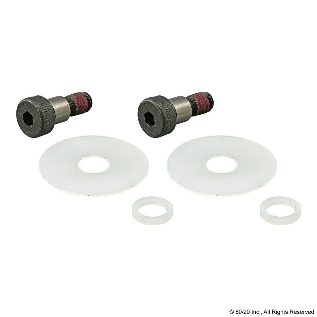 BOLT ASSEMBLY: (2) 3/8 X 3/8" STRIPPER BOLT WITH (2) SMALL THRUST WASHER AND (2) LARGE THRUST WASHER