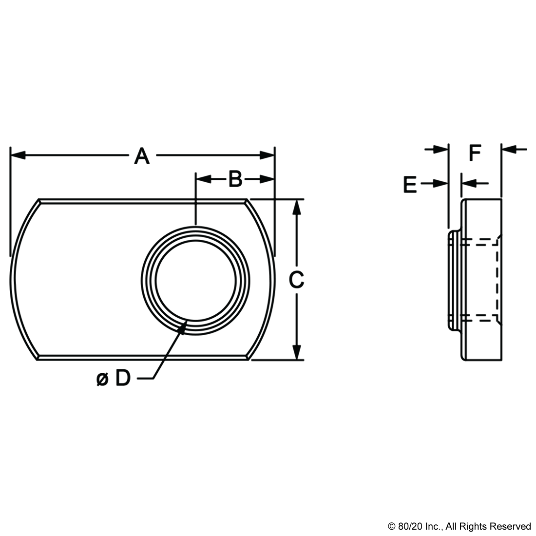 5/16-18 SLIDE-IN ECONOMY T-NUT - OFFSET THREAD