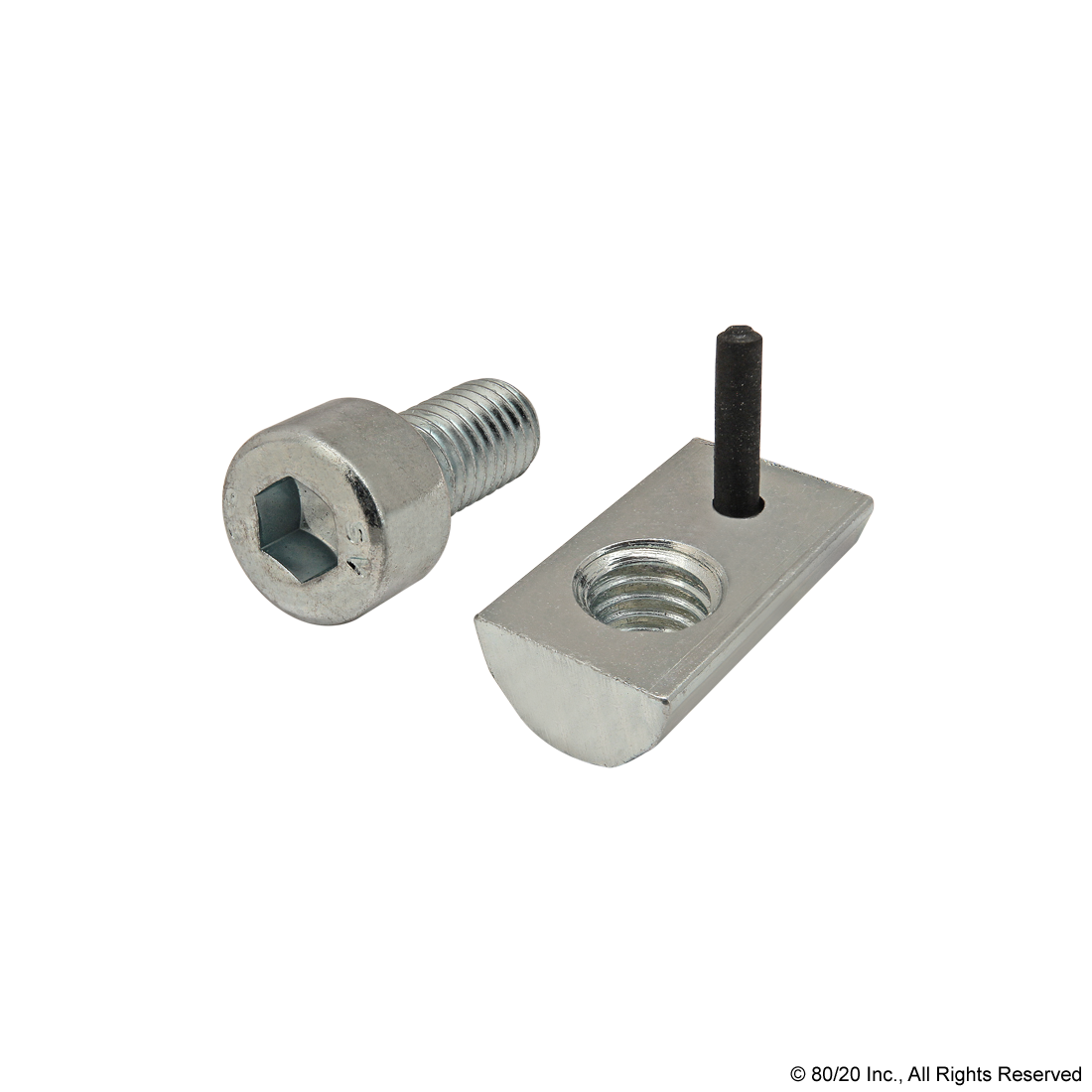 BOLT ASSEMBLY: M8 X 16.00MM BRIGHT SHCS AND ROLL-IN T-NUT WITH FLEX HANDLE - BRIGHT ZINC