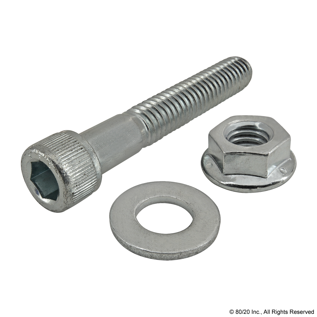 BOLT ASSEMBLY: 5/16-18 X 2.000" BRIGHT SHCS WITH WASHER AND FLANGED HEX NUT - BRIGHT ZINC