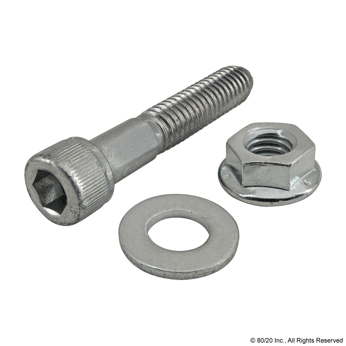 BOLT ASSEMBLY: 5/16-18 X 1.750" BRIGHT SHCS WITH WASHER AND FLANGED HEX NUT - BRIGHT ZINC