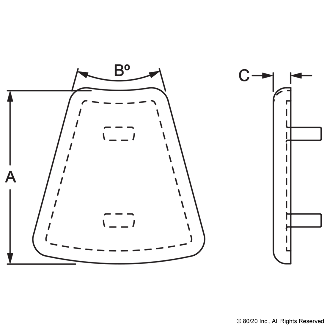 40 SERIES END CAP WITH MOLDED PUSH-IN STEM