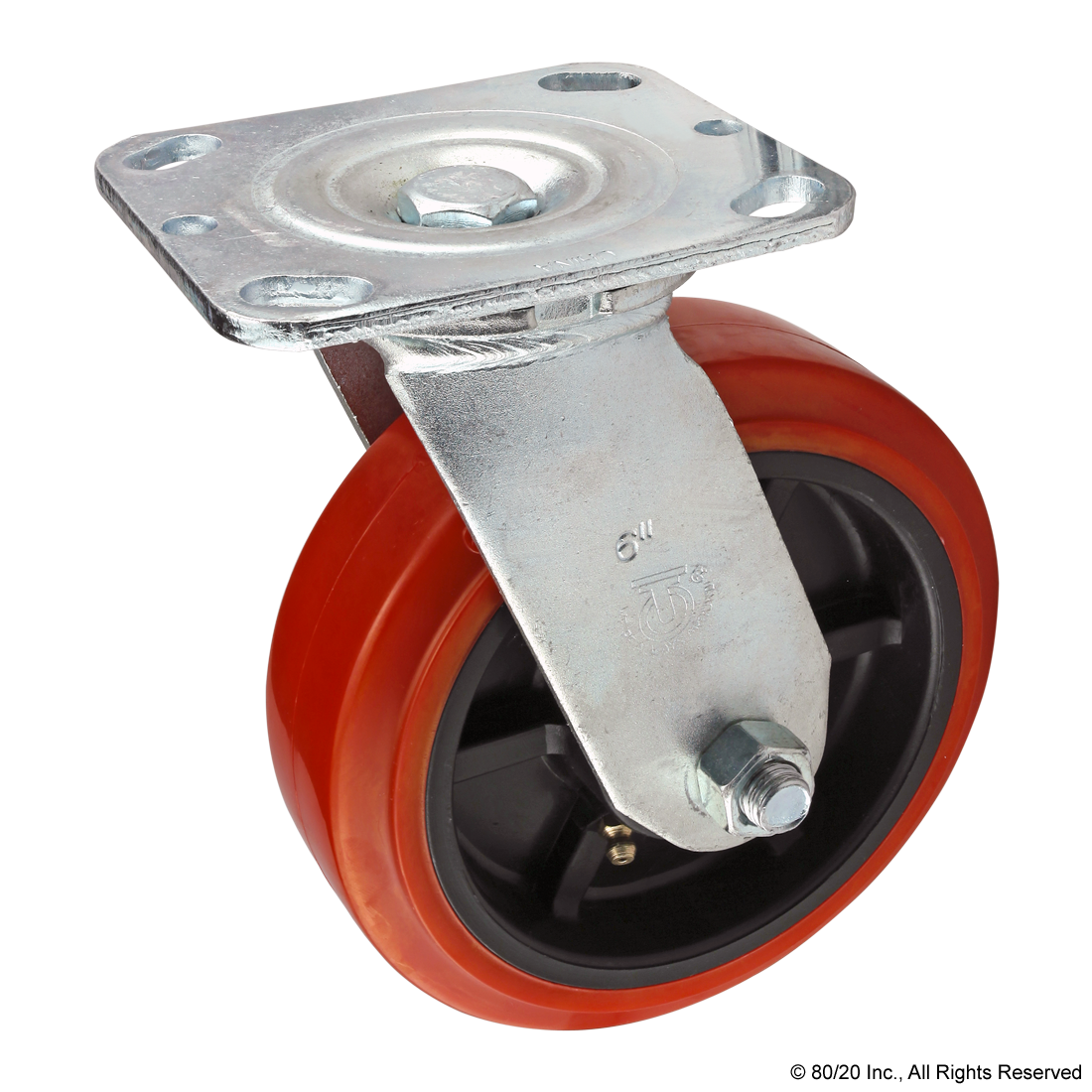 HEAVY-DUTY FLANGE MOUNT SWIVEL CASTER: 152.40MM