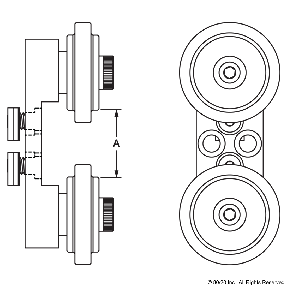 40 SERIES DUAL ROLLER WHEEL BRACKET ASSEMBLY