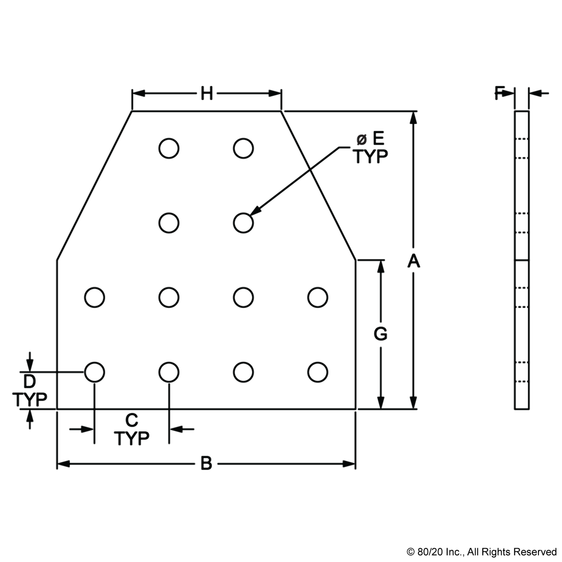 40 SERIES 12 HOLE - TEE FLAT PLATE