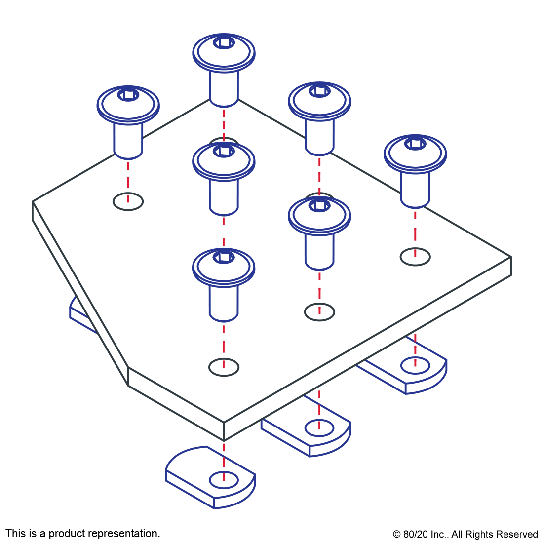 40 SERIES 7 HOLE - 90 DEGREE ANGLED STACKED FLAT PLATE
