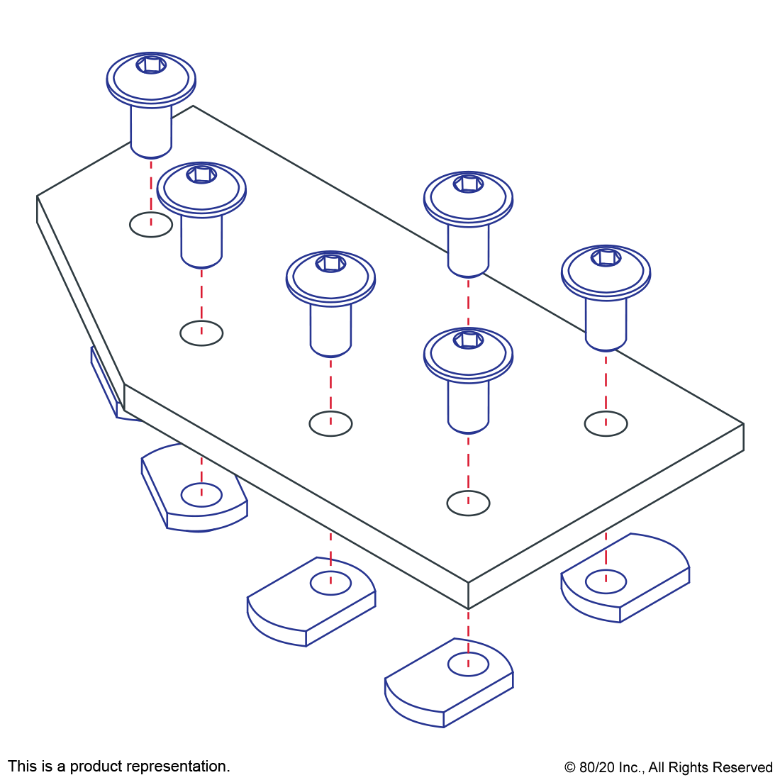 40 SERIES 6 HOLE - 60 DEGREE ANGLED FLAT PLATE