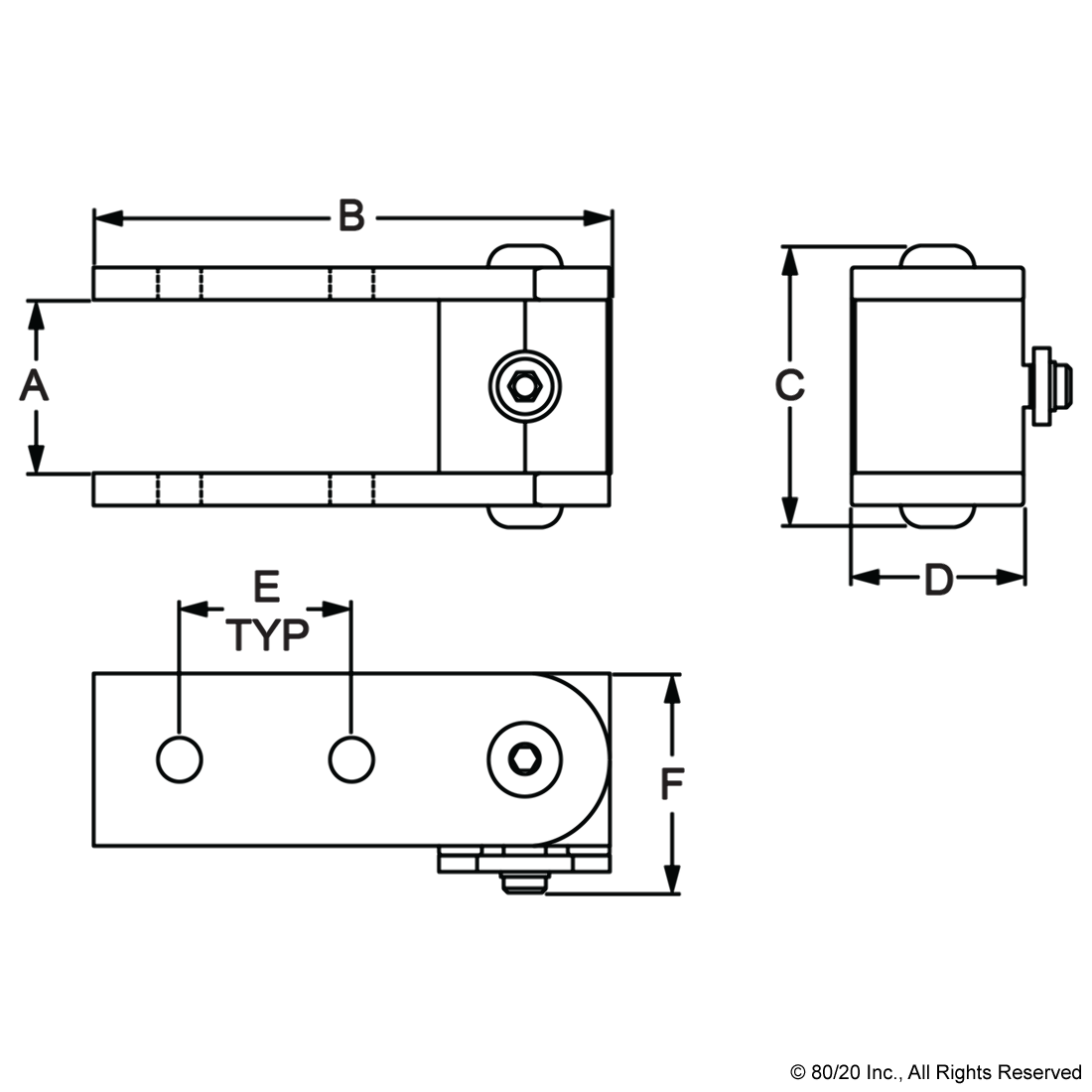 10 SERIES 0 DEGREE RIGHT ANGLE STRUCTURAL PIVOT