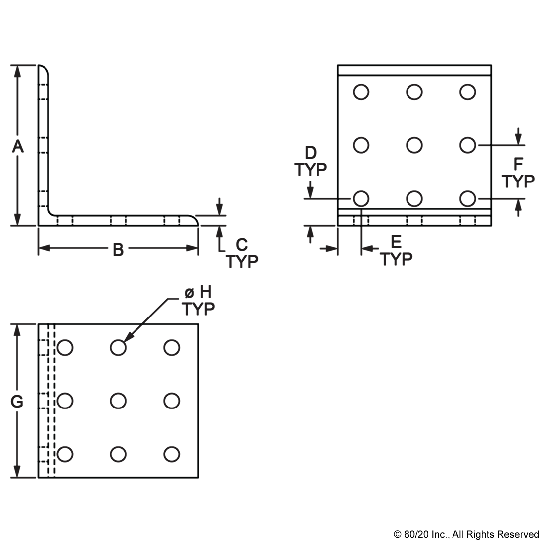 10 SERIES 18 HOLE - INSIDE CORNER BRACKET