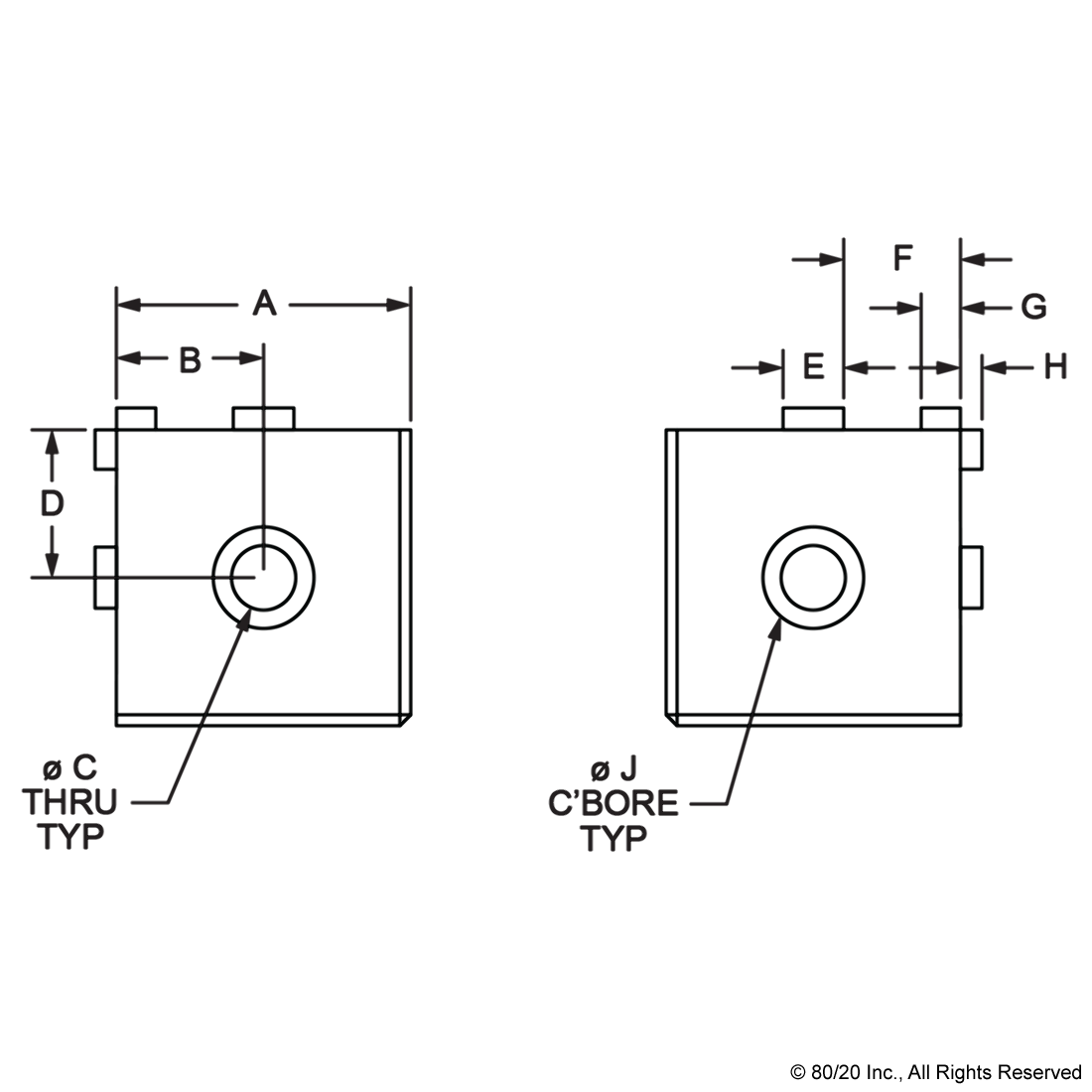 10 SERIES 3 WAY - SQUARED CORNER CONNECTOR