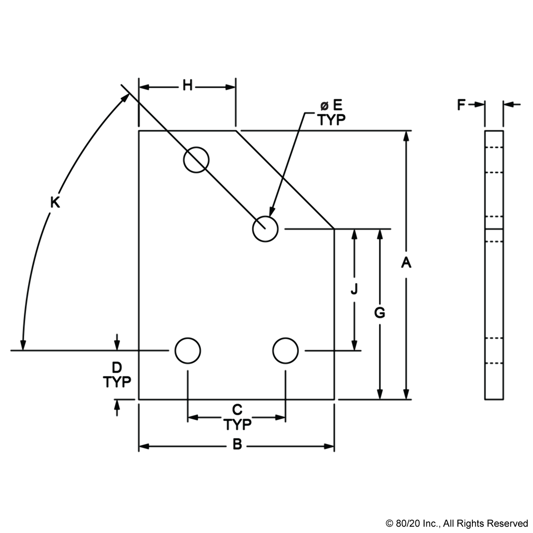 10 SERIES 4 HOLE - 45 DEGREE ANGLED FLAT PLATE