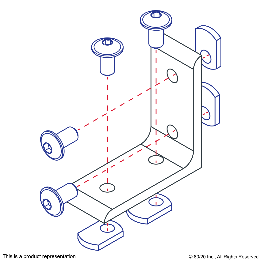 15 SERIES & READY TUBE 4 HOLE - TALL INSIDE CORNER BRACKET