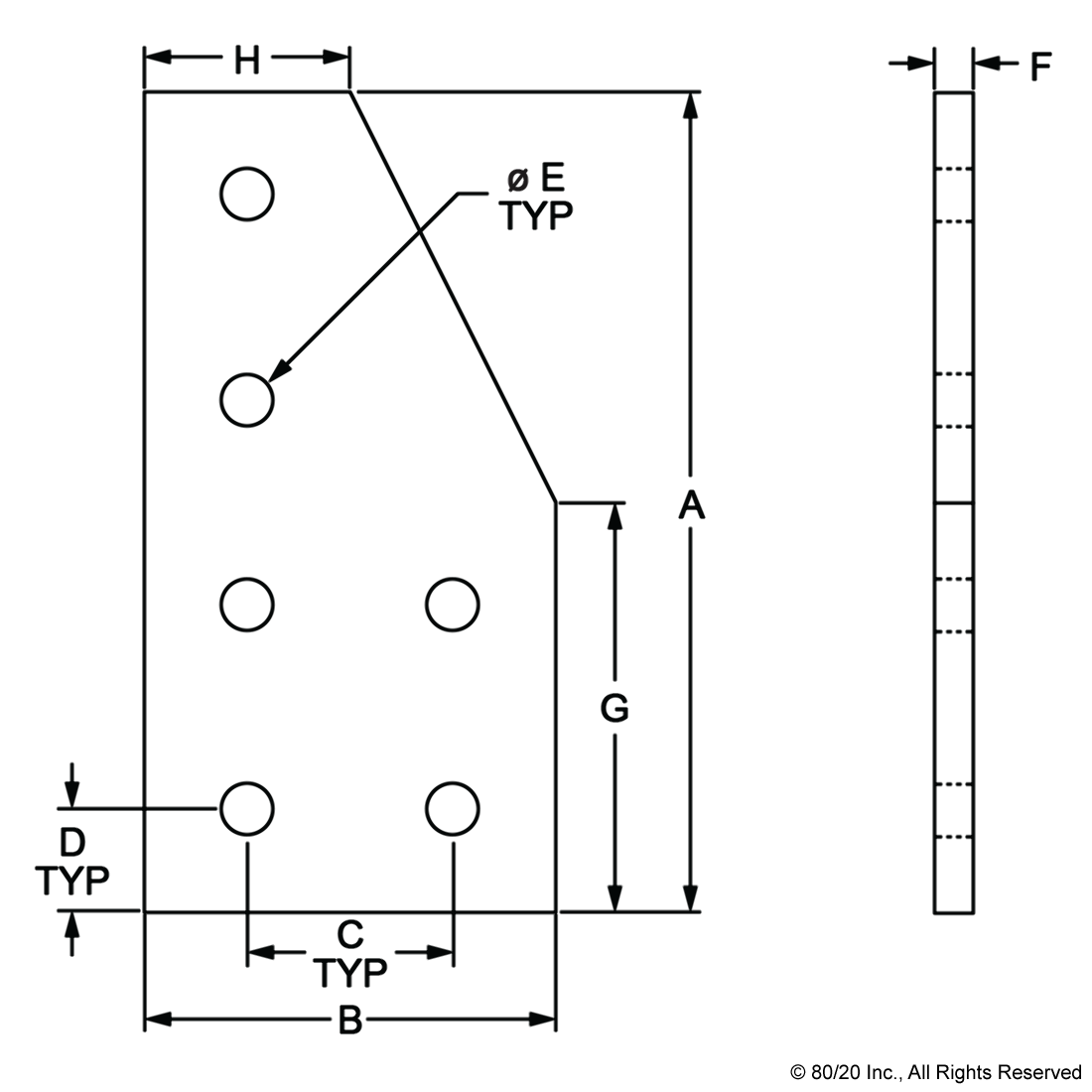 15 SERIES 6 HOLE - 90 DEGREE ANGLED STACKED FLAT PLATE