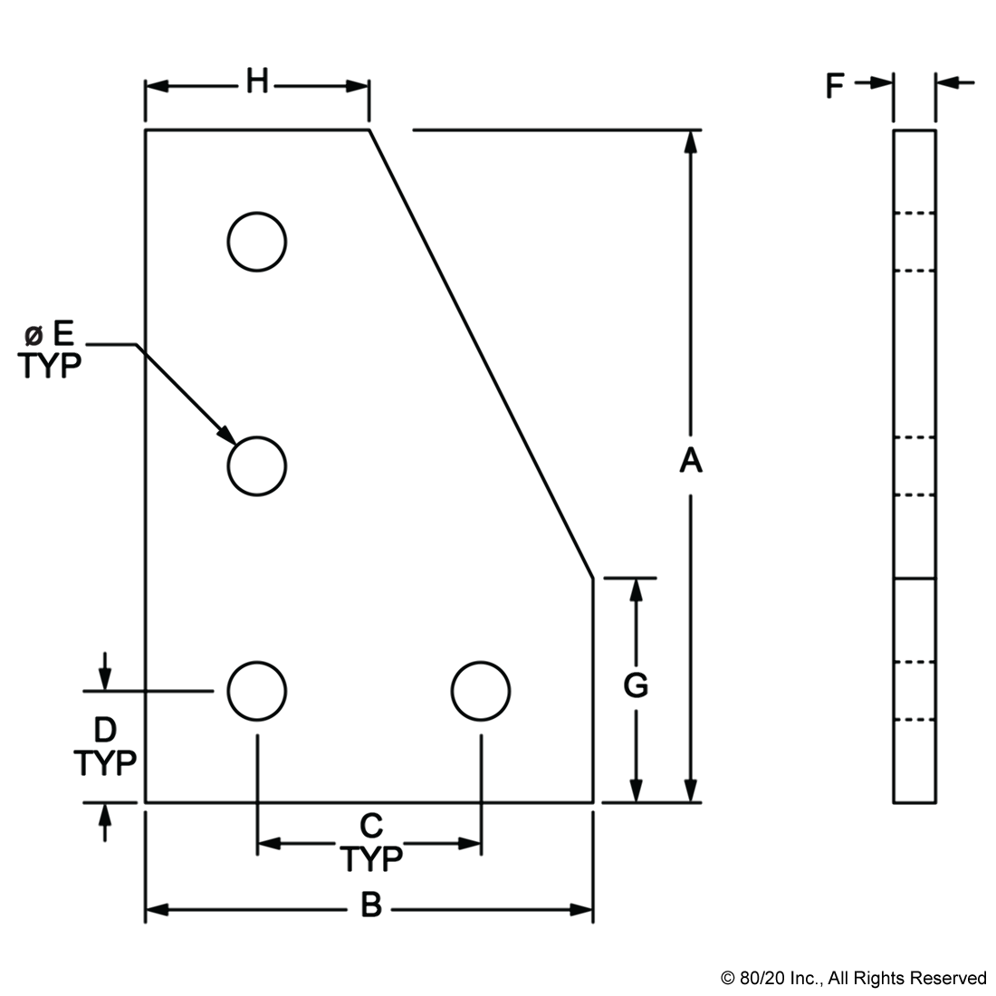 15 SERIES & READY TUBE 4 HOLE - 90 DEGREE ANGLED FLAT PLATE
