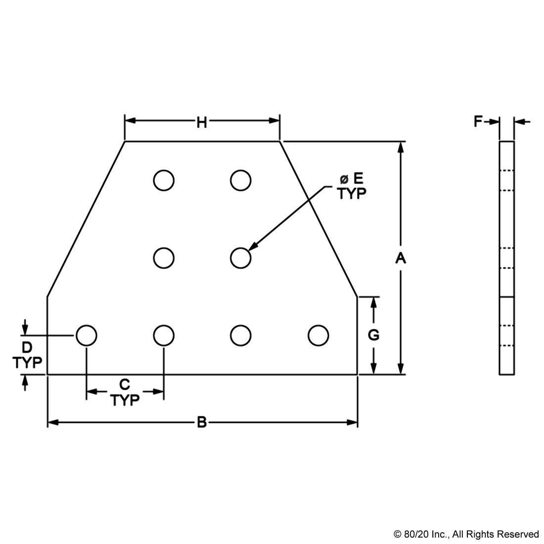 15 SERIES 8 HOLE - TEE FLAT PLATE