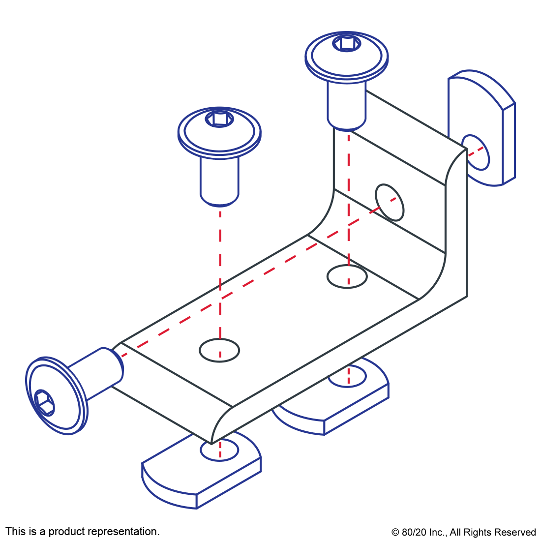 15 SERIES & READY TUBE 3 HOLE - INSIDE CORNER BRACKET