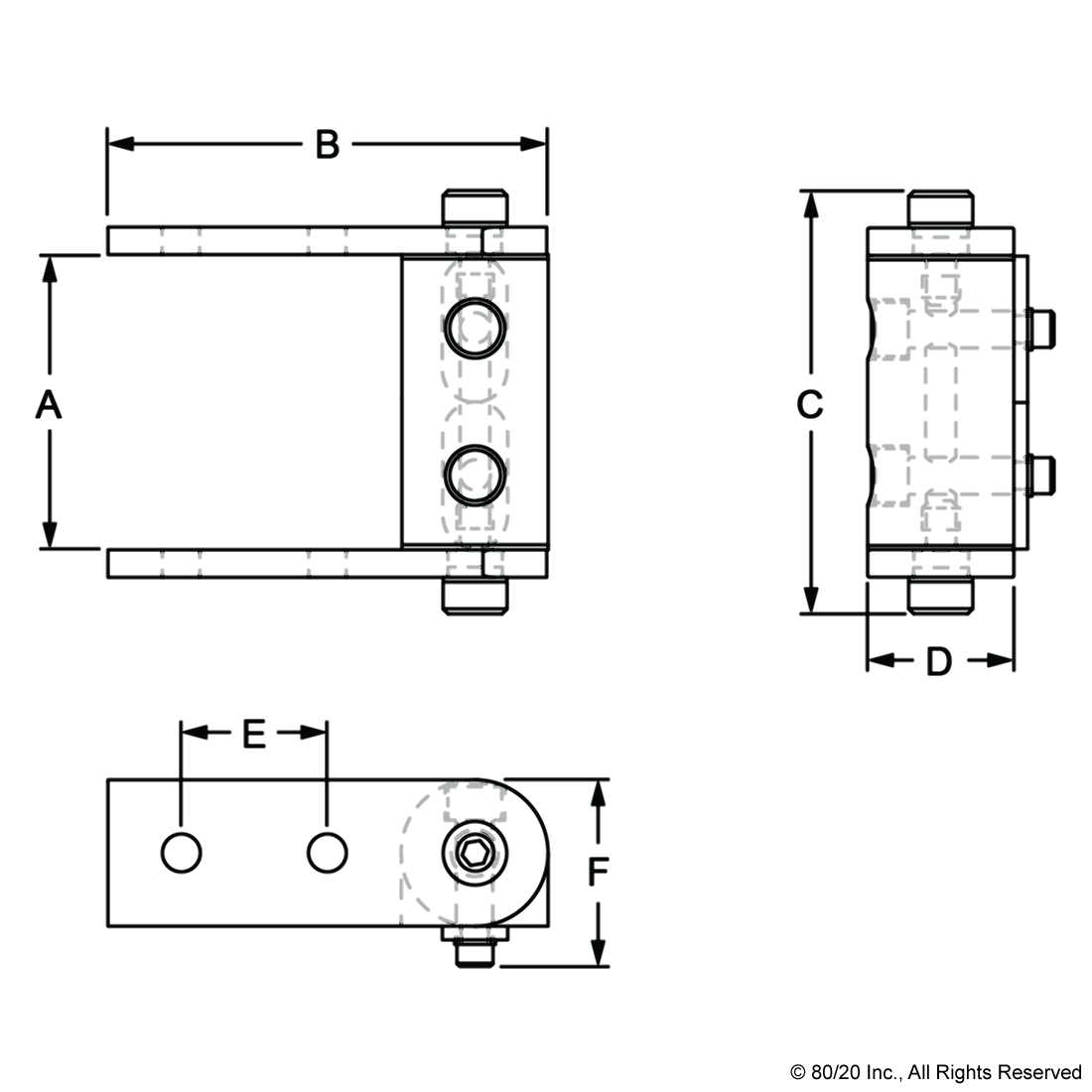 15 SERIES STANDARD UNIVERSAL DYNAMIC PIVOT ASSEMBLY WITH DUAL STRAIGHT ARMS