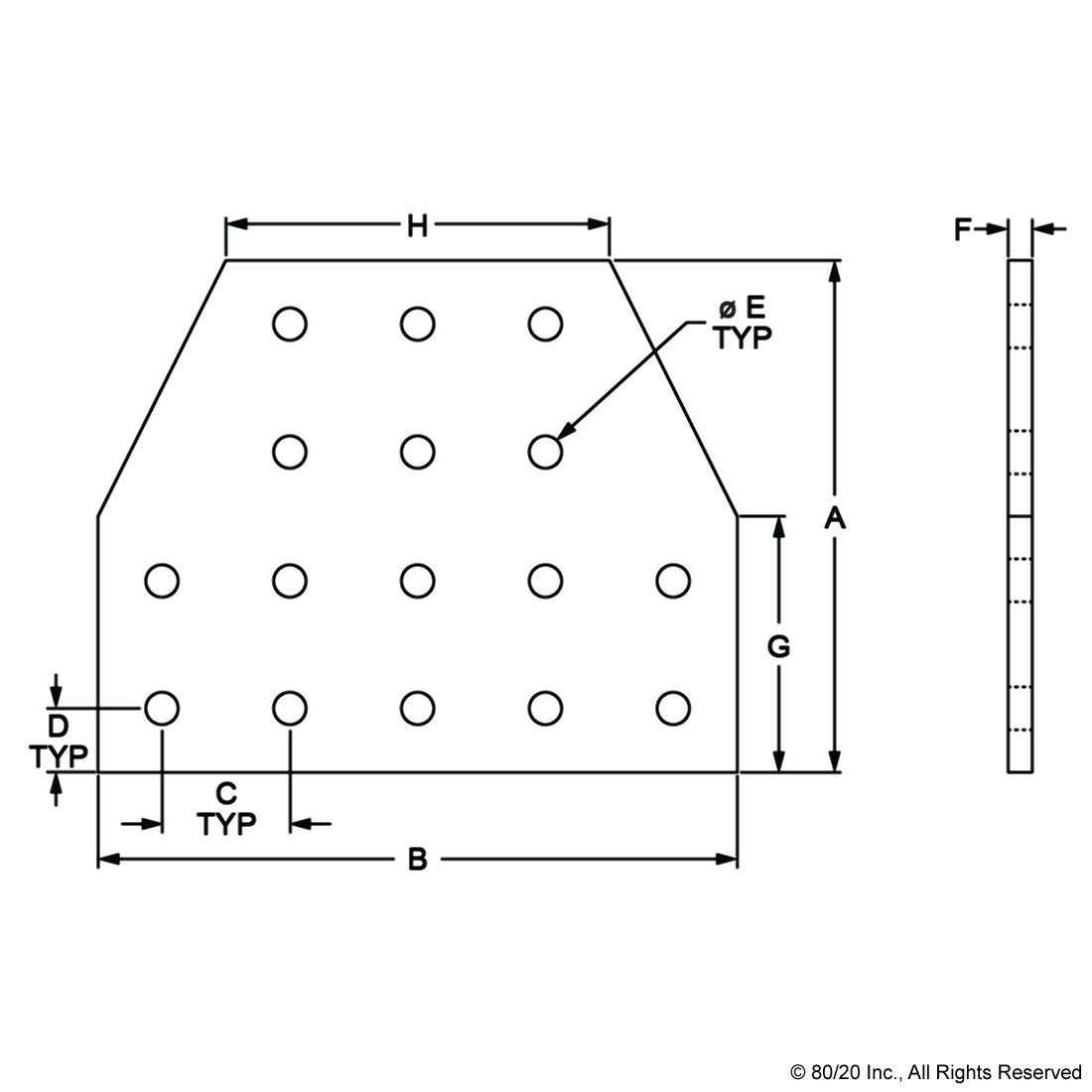 15 SERIES 16 HOLE - TEE FLAT PLATE