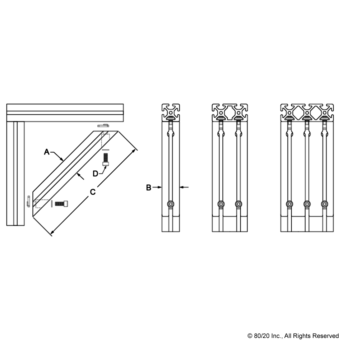 45-4545 45 DEGREE SUPPORT, 160MM LONG,
