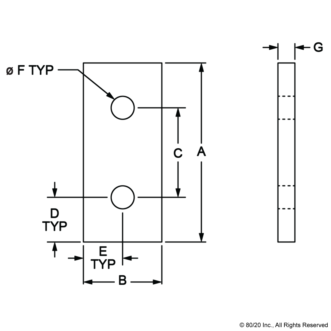 45 SERIES 2 HOLE - STRAIGHT FLAT PLATE