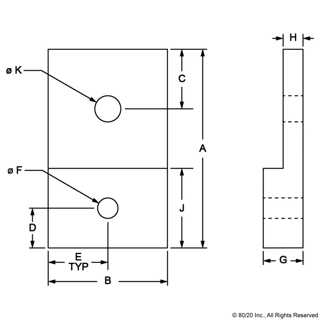 10 TO 15 SERIES 2 HOLE - STRAIGHT TRANSITION FLAT PLATE WITH FLUSH OFFSET