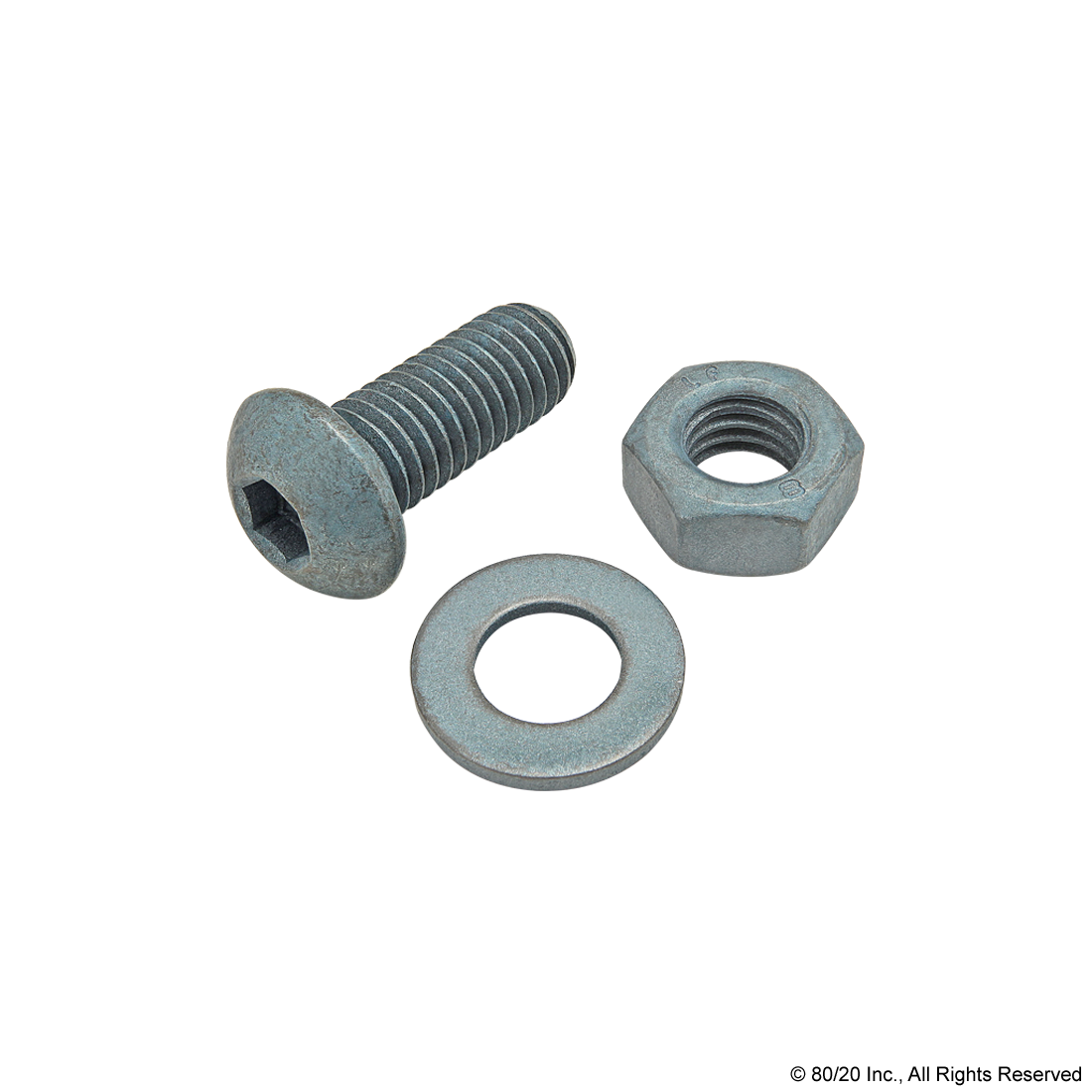 BOLT ASSEMBLY: M8 X 20.00MM BLUE BHSCS WITH WASHER AND HEX NUT - BLUE ZINC